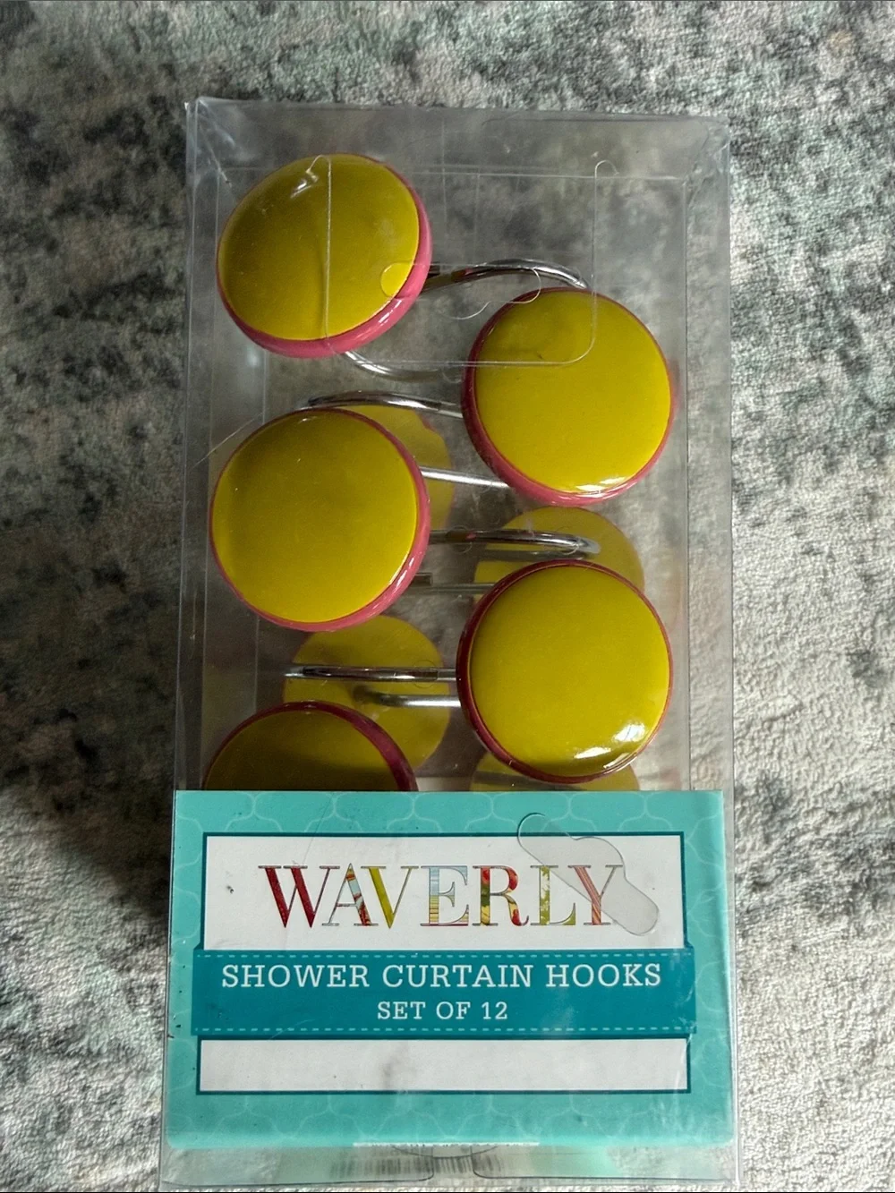 Peri Striped Fabric Shower Curtain and Waverly Metal Shower Hooks, 70 x 72 in